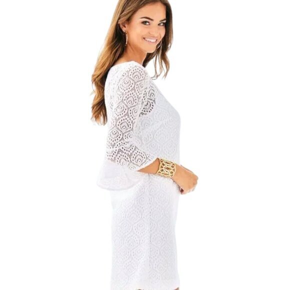 Lilly Pulitzer Dresses & Skirts - Lilly Pulitzer NWT Fontaine Dress in Resort White Flowing Leaf Lace Size XXS